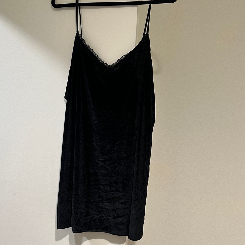 Victoria’s secret Black velvet Slip Dress with Lace Trim